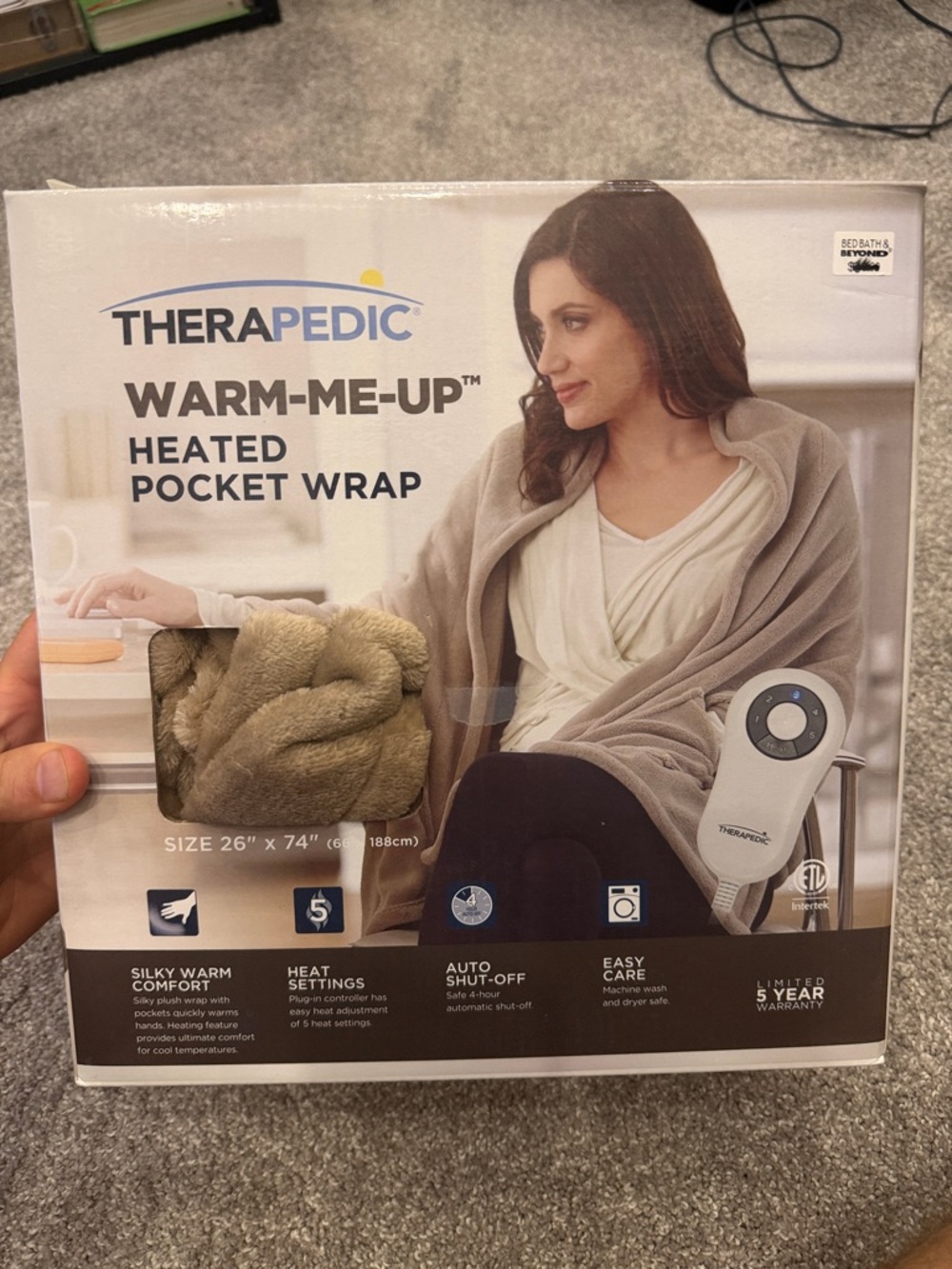 Therapedic Warm-Me-Up Heated Pocket Wrap in Taupe